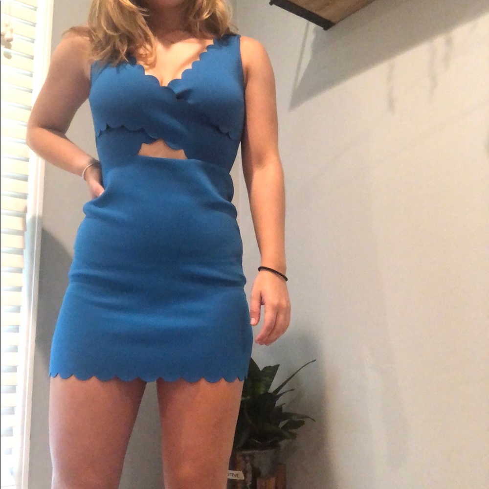 Topshop blue scalloped dress